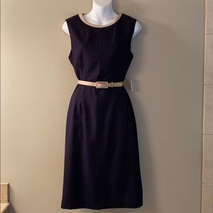 ANNE KLEIN Belted Sleeveless Career Dress